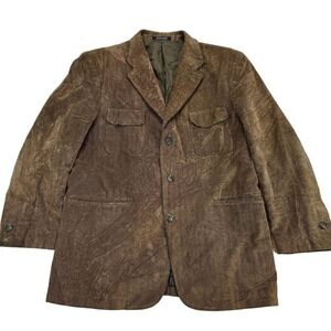 Maestro Men's Brown Chevron Blazer Size‎ 40R Textured Corduroy Sport Coat Jacket